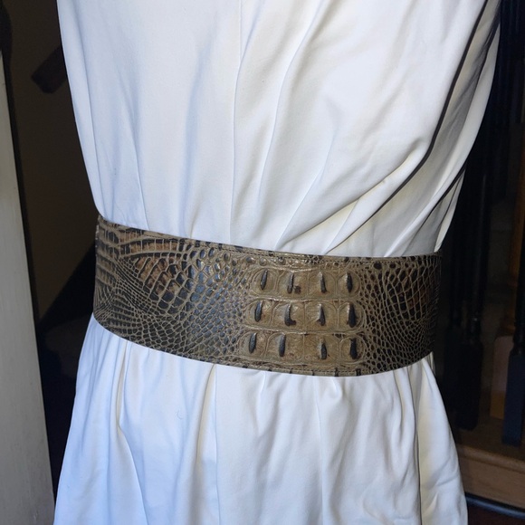 Leather crocodile 🐊 print belt by Miss Mak Couture Designs. Size L Genuine - Picture 8 of 12